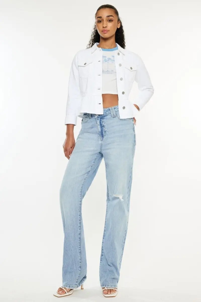 Kancan Distressed High Waist Straight Jeans for Women - Love Salve